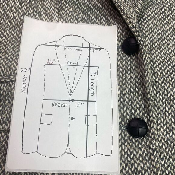 Vintage Oscar‎ de la Renta Wool Blazer Size 5/6 Herringbone Tweed Logo Lined - Picture 10 of 10
